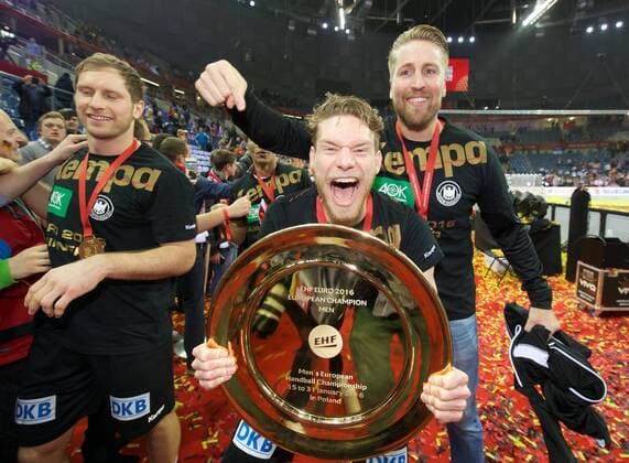 Handball, EM, Deutschland ist Europameister Handball Krakau 31.01.2016 Europameisterschaft der Herren Finale Deutschland (GER) - Spanien (ESP) Deutschland ist Europameister Jubel Tobias Reichmann (Deutschland, No.09)
