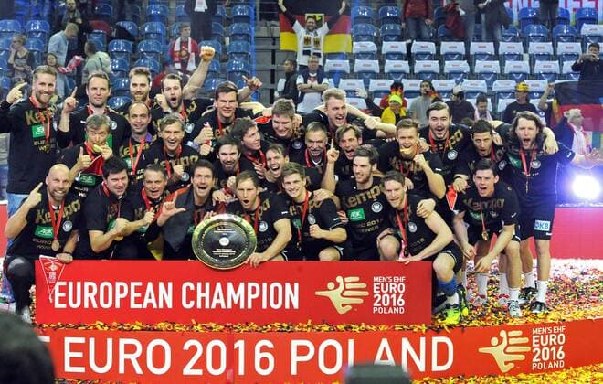 Krakau Krakow, 31.1.2016 (Polen), TAURON Arena Krakwo Arena, EURO 2016, Handball-Europameister, Männer, Finale Deutschland vs Spanien