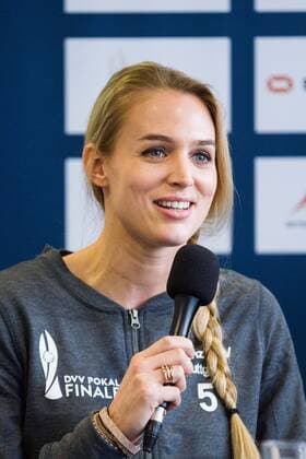 Mannheim Kim Renkema (Allianz MTV Stuttgart, Kapitaen, 5); 2016 DVV-Pokalfinale (DVV-Pokal) Pressekonferenz, SAP Arena, Mannheim Deutschland, 20160201; Copyright: Wuechnerx xEibner-Pressefoto EP_nwr