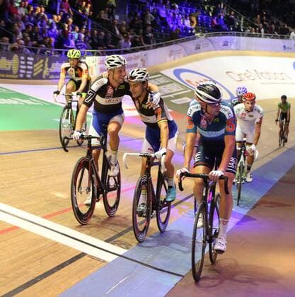 GER, 105. Berliner Sechstagerennen 2016 02.02.2016, Velodrom, Berlin, GER, 105. Berliner Sechstagerennen 2016, im Bild Sieger, Kenny de Ketele (BEL) - Moreno de Pauw (BEL) Roger Kluge (GER) nphxEngler
