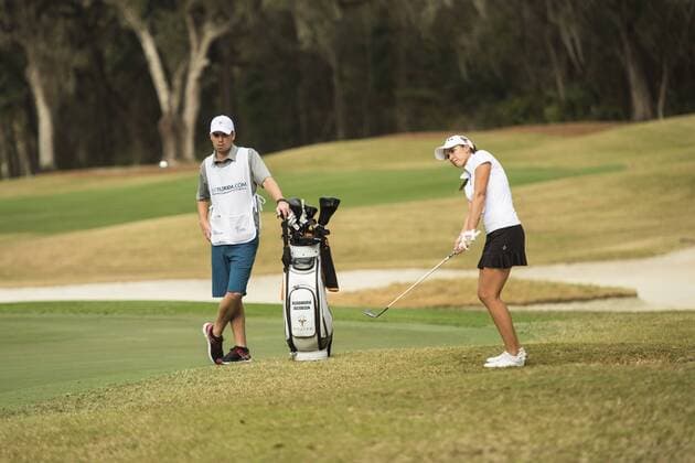 February 03, 2016: Alexandria Jacobsen chips onto the green on hole 2 during the first round of the Coates Golf Championship in Ocala, FL. (Photograph by Roy K. Miller Icon Sportswire) GOLF: FEB 03 LPGA Golf Damen - Coates Golf Championship - First Round Icon160203004 EDITORIAL USE ONLY