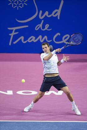 Tennis, ATP-Turnier in Montpellier Paul Henri Mathieu (fra) TENNIS : Open Sud de France 2016 - Montpellier - 04 02 2016 JBAutissier Panoramic 