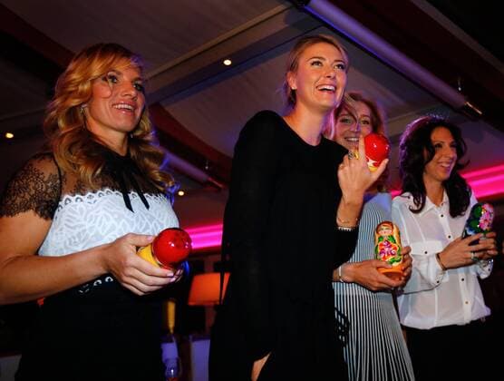 Tennis, Russlands FedCup-Team während eines Dinners Fed cup 2016. Russia v Netherlands. Official Dinner rose bar . Maria SHARAPOVA .