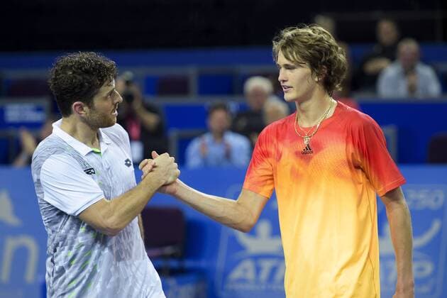Bilder des Tages - SPORT Michael Berrer (ger) and Alexander Zverev (ger) TENNIS : Open Sud de France 2016 - Montpellier - 05 02 2016 JBAutissier Panoramic 