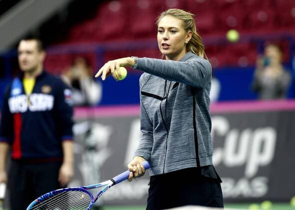 Fed cup 2016 RUS-NED. Sharapova held a master class for young tennis players.