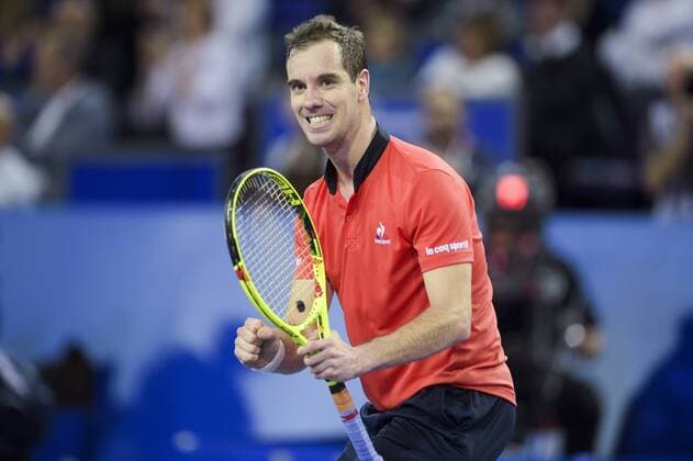 Jubel RICHARD GASQUET (fra) TENNIS : Open Sud de France 2016 - Montpellier - 05 02 2016 JBAutissier 