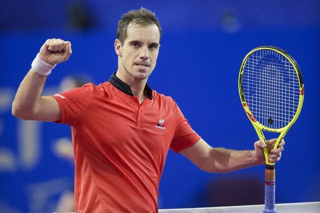 Jubel RICHARD GASQUET (fra) TENNIS : Open Sud de France 2016 - Montpellier - 05 02 2016 JBAutissier 