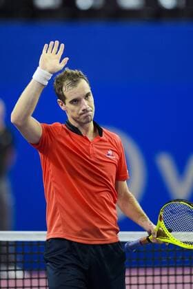 Jubel RICHARD GASQUET (fra) TENNIS : Open Sud de France 2016 - Montpellier - 05 02 2016 JBAutissier 