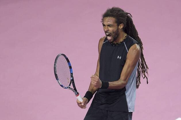 Jubel Dustin Brown (ger) TENNIS : Open Sud de France 2016 - Montpellier - 05 02 2016 JBAutissier 