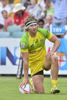 Rugby, HSBC Sevens World Series, Australien - Kanada 06.02.2016. Sydney, Australia. HSBC Australia v Canada.Australias Lewis Holland scores a try. Australia won 26-12. xNigelxOwenx  ActionPlus11704617