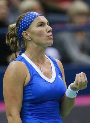 Tennis, FedCup, Russland - Niederlande MOSCOW, RUSSIA. FEBRUARY 6, 2016. Svetlana Kuznetsova of Russia seen in the 2016 Fed Cup World Group 1st Round tennis match against Richel Hogenkamp of the Netherlands at Olympic Stadium. Sergei Bobylev TASS  TS016ACB