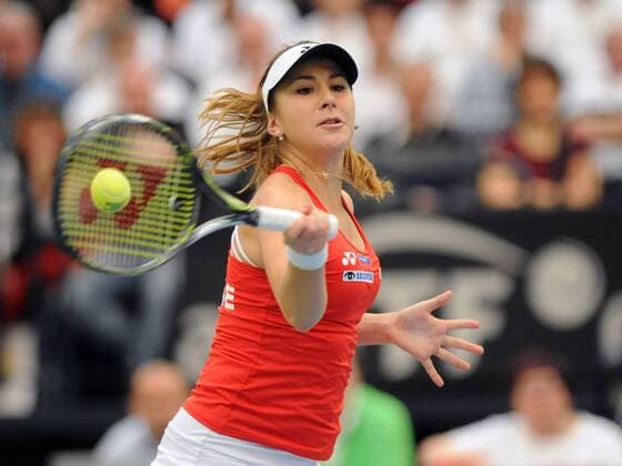 Tennis, FedCup, Deutschland - Schweiz Leipzig Fed Cup Deutschland vs Schweiz, Messehalle eins, Leipzig, 06.02.16, Einzel erster Tag, 1.Einzel: Andrea Petkovic, Ger WTA Tennis Damen Nr.23, vs Belinda Bencic,SUI,WTA Nr.11, hier Belinda Bencic,SUI,WTA Nr.11, Copyright: Franzx Eibner-Pressefoto EP_pfz
