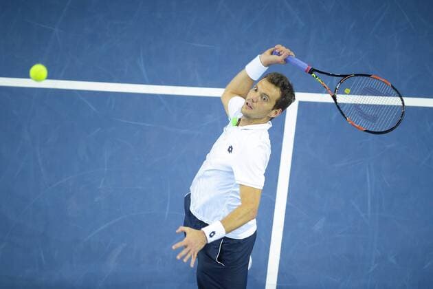 Paul Henri Mathieu (Fra) TENNIS : Open Sud de France 2016 - Montpellier - 06 02 2016 JBAutissier Panoramic 