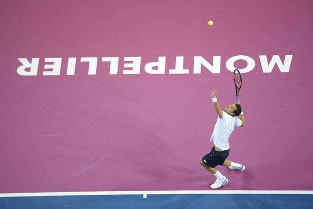 Paul Henri Mathieu (Fra) TENNIS : Open Sud de France 2016 - Montpellier - 06 02 2016 JBAutissier Panoramic 