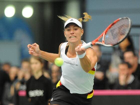 Leipzig Angelique Kerber,(GER) beim Fed Cup Deutschland vs Schweiz, 06.02.16, Angelique Kerber (GER) vs Timea Bacsinszky,(SUI) Copyright: Franz Eibner-Pressefoto EP_PFZ