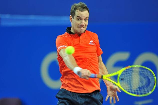 Richard Gasquet (Fra) Dustin Brown (Ger) TENNIS : Open du Sud Montpellier 2016 - 06 02 2016 TennisMagazine Panoramic 