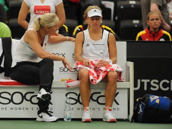 Leipzig Barbara Rittner, Team Captain Germany, beraet Angelique Kerber, Ger WTA Tennis Damen Nr.2, in einer Spielpause auf der Bank, Copyright: Franzx Eibner-Pressefoto EP_pfz
