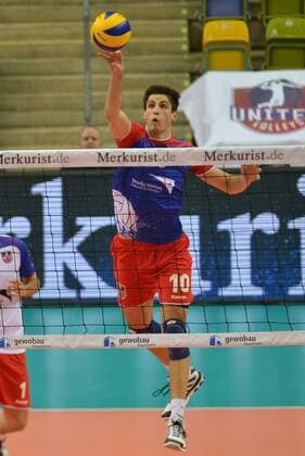 07.02.2016, xtkx, Volleyball 1.Bundesliga, United Volleys Frankfurt - SVG Lüneburg, emspor v.l. Moritz Reichert (United Volleys) ,