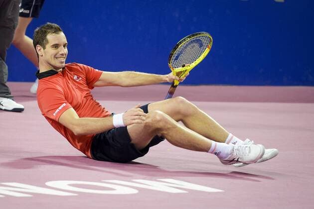 joie de Richard Gasquet (Fra) TENNIS : Open Sud de France 2016 - Finale Simple - Montpellier - 07 02 2016 JBAutissierx 