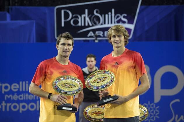 Alexander - Mischa Zverev (ger) Trophäe TENNIS : Open Sud de France 2016 - Finale Doppel - Montpellier - 07 02 2016 JBAutissier 