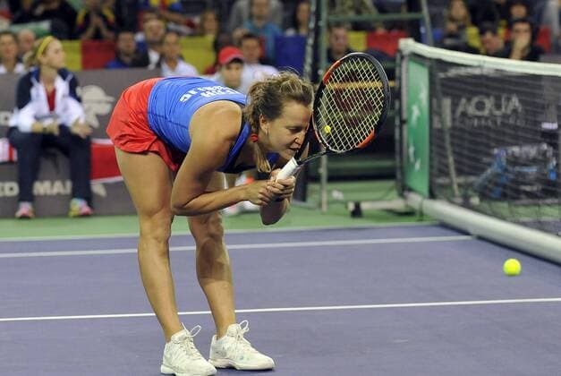 07.02.2016 Cluj-Napoca(Romania) Romania-Czech Republic Fed Cup women s tennis singles Barbora Strycova Czech Republic :Str 