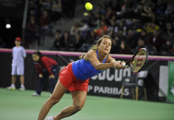07.02.2016 Cluj-Napoca(Romania) Romania-Czech Republic Fed Cup women s tennis singles Barbora Strycova Czech Republic :Str 