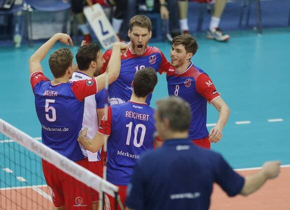 Volleyball - 1. Bundesliga - 07.02.2016, UNITED VOLLEYS RHEINMAIN vs. LVG LÜNEBURG, JUBEL BEI DEN VOLLEYS, -