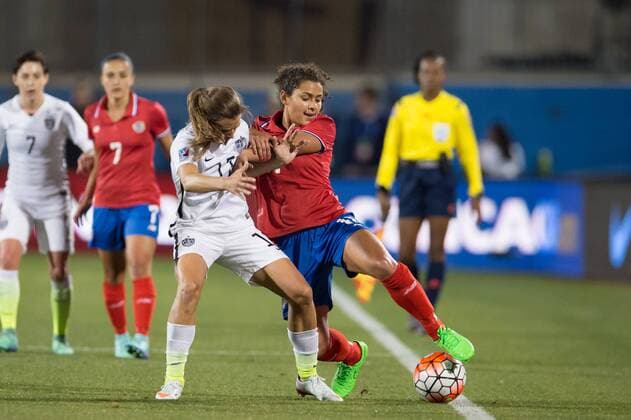 February 10, 2016: Costa Rica forward Raquel RodrÃƒÂ­guez (11) and United States forward Alex Morgan (13) during the match between the US Women s National Soccer Team and the Costa Rica Women s National Soccer Team during the CONCACAF 2016 Olympic Qualifying at Toyota Stadium, in Frisco, Texas. The US defeated Costa Rica 5-0. Soccer 2016: United States vs Costa Rica FEB 10 - ZUMAc04_