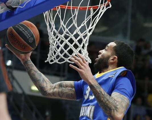 MOSCOW, RUSSIA. FEBRUARY 11, 2016. Khimki s Tyler Honeycutt in action in the 2015 16 Season Euroleague Top 16 Group F Round 7 basketball match against Real Madrid at Dynamo Sports Palace in Krylatskoye. Mikhail Japaridze TASS  TS017016