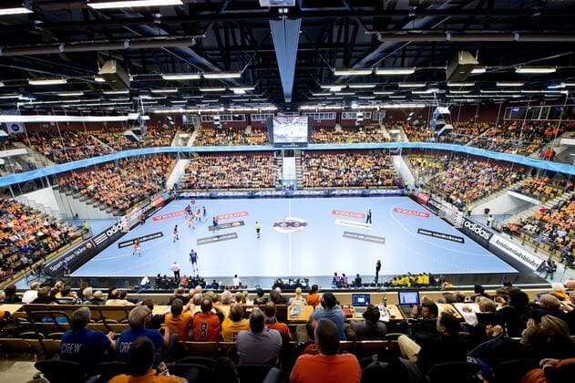 160211 Kristianstads Arena under handbollsmatchen i Champions League mellan Kristianstad och Kielce den 11 februari 2016 i Kristianstad.  Copyright: AVDOxBILKANOVIC BB160211BB516
