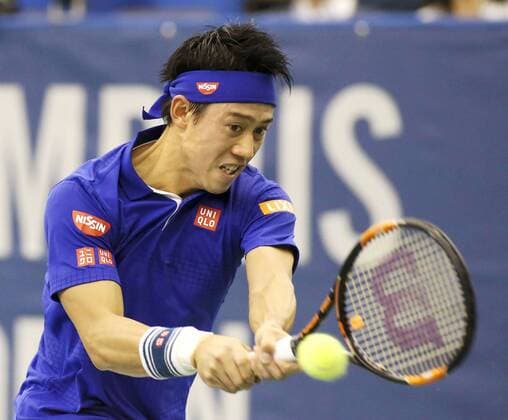Tennis: Nishikori into Memphis semis, Nishioka eliminated Japan s Kei Nishikori plays Kazakhstani Mikhail Kukushkin in a quarterfinal of the Memphis Open tennis tournament in Memphis, Tennessee, on Feb. 12, 2016. Nishikori won 6-2, 6-4. 