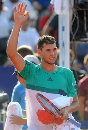 (160214) -- BUENOS AIRES, Feb. 13, 2016 -- Austrian tennis player Dominic Thiem celebrates after the semifinal with Spain s Rafael Nadal at the ATP Tennis Herren Argentina Open in Buenos Aires, capital of Argentina, Feb. 13, 2016. Dominic Thiem won 2-1. Raul Ferrari TELAM) (jp) (fnc) (SP)ARGENTINA-BUENOS AIRES-TENNIS TOURNAMENT e TELAM 