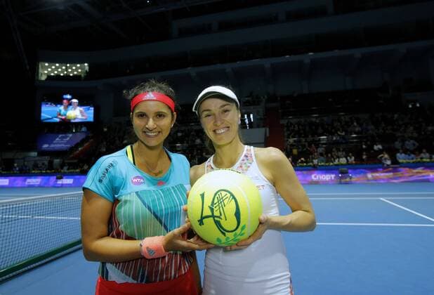 Tennis, WTA Turnier in St. Petersburg, Martina Hingis und Sania Mirza gewinnen im Doppel St.Peterburg ladies trophy 2016. Double.HINGIS M. (SUI) & MIRZA S. (IND)- DUSHEVINA V. (RUS) & KREJCIKOVA B. (CZE).