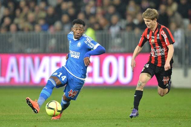 GEORGES KEVIN NKOUDOU (om) - VINCENT KOZIELLO (nice) FOOTBALL : Nice vs Marseille - Ligue 1 - 14 02 2016 AnthonyBIBARD FEP 