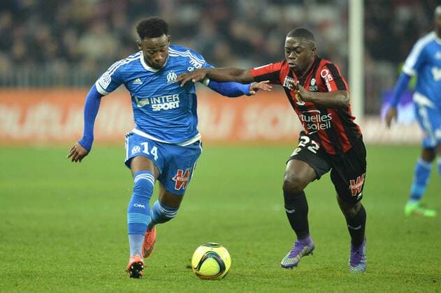 GEORGES KEVIN NKOUDOU (om) - Nampalys MENDY (nice) FOOTBALL : Nice vs Marseille - Ligue 1 - 14 02 2016 AnthonyBIBARD FEP 