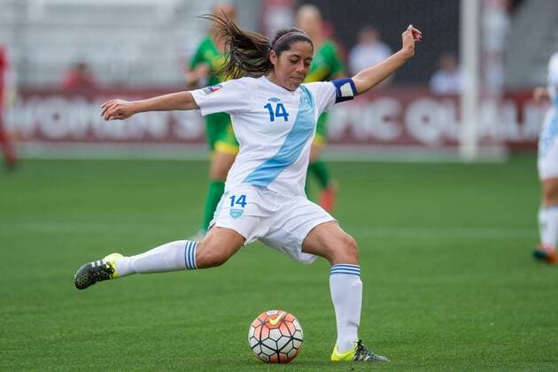 February 14, 2016: Guatemala defender Coralia Monterroso (14) controls the ball during a CONCACAF Olympic Qualifying soccer match between Guatemala and Guyana at BBVA Compass Stadium in Houston, TX. Guyana won 2-1... Soccer 2016: Guatemala vs Guyana FEB 14 - ZUMAc04_