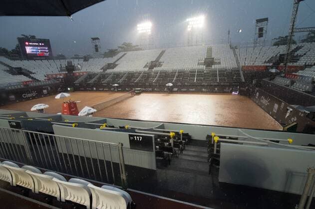 Tennis, ATP-Turnier in Rio de Janeiro: Spielunterbrechung Rio Open 2016 JANUARY RJ DE JANEIRO - 02 15 2016: RIO OPEN - Games interrupted due to heavy rain falling in the city for Rio Open which takes place at the Brazilian Jockey Club 15-21 of February. (Photo: Celso Pupo FotoArena)  CelsoxPupo