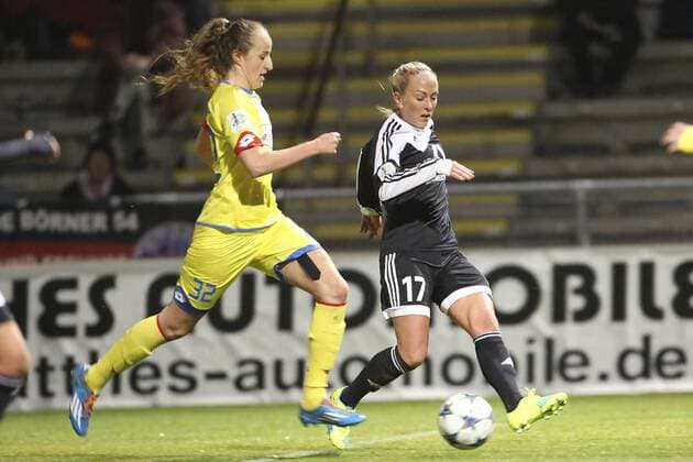 Frankfurt Tamar Dongus (Hoffenheim, 32) und Mandy Islacker (FFC, 17) Copyright: Roskaritzx Eibner-Pressefoto EP_rrz