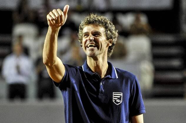 Rio Open 2016 RIO DE JANEIRO, Brazil - 02 16 2016: RIO OPEN 2016 - Gustavo Kuerten receives honor for Rio Open 2016. (Photo: Marcelo Cortes FotoArena)  MarceloxCortes