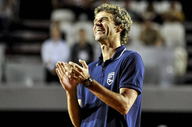 Rio Open 2016 RIO DE JANEIRO, Brazil - 02 16 2016: RIO OPEN 2016 - Gustavo Kuerten receives honor for Rio Open 2016. (Photo: Marcelo Cortes FotoArena)  MarceloxCortes
