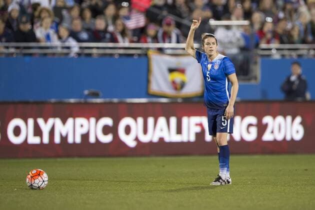 February 15, 2016: United States defender Kelley O hara (5) gets ready to take a free kick during the match between the United States and the Puerto Rico during the CONCACAF 2016 Olympic Qualifying Championship at Toyota Stadium, in Frisco, Texas. The US defeated Puerto Rico 10-0. Soccer 2016: United States vs Puerto Rico FEB 15 - ZUMAc04_