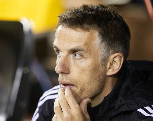 18.02.2016. Mestalla Stadium, Valencia, Spain. Europa League. Valencia versus Rapid Wien. Phil Neville looks on as his side take control of the game xIvanxArlandisx  ActionPlus11708986