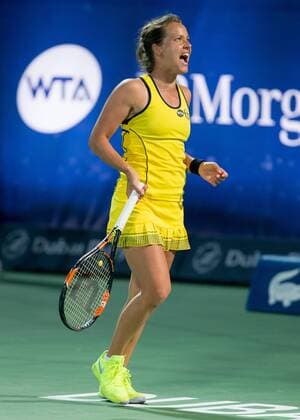 Barbora Strycova (CZE) jubelt,Emotion, Tennis - Dubai Tennis Championships 2016 - WTA Tennis Damen - Dubai Duty Free Tennis Stadium - Dubai - - United Arab Emirates - 19 February 2016.