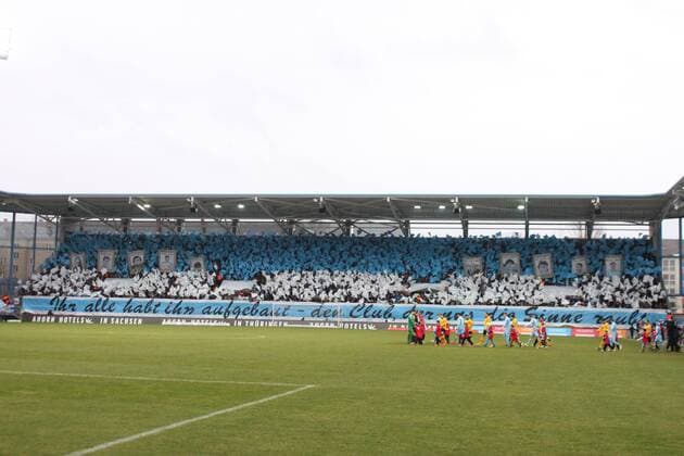 20.02.2016, xkvx, Fussball 3.Liga, Chemnitzer FC - Dynamo Dresden, emspor v.l. Chereo der Chemnitzer Fans, Ultras