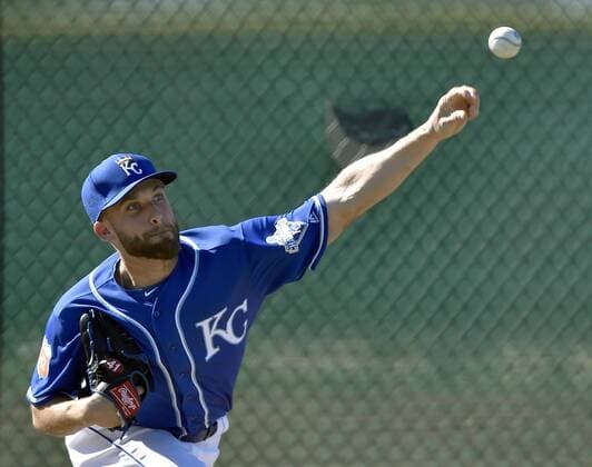 Feb. 20, 2016 - Surprise, AZ, USA - Kansas City Royals pitcher Danny Duffy throws during a spring training workout on Saturday, Feb. 20, 2016, in Surprise, Ariz. Kansas City Royals spring training - ZUMAm67_