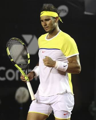 Spanish tennis player Rafael Nadal during the Rio Open 2016 tournament semi final match played against Uruguayan Pablo Cuevas in Rio de Janeiro, Brazil, 20 February 2016. RIO OPEN 2016 !ACHTUNG: NUR REDAKTIONELLE NUTZUNG!  20160221-635916398553165635