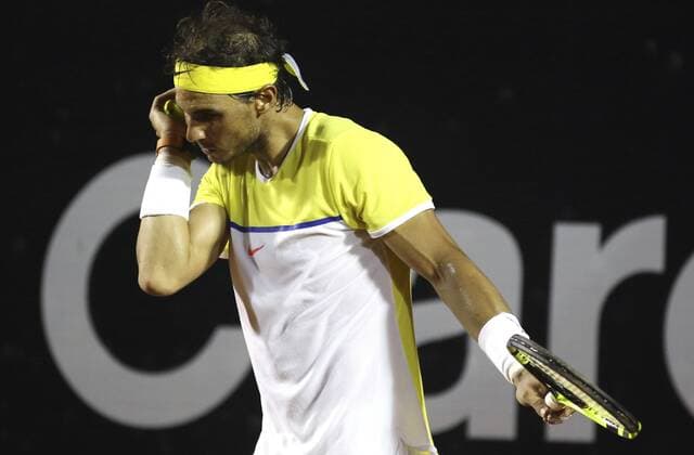 Spanish tennis player Rafael Nadal during the Rio Open 2016 tournament semi final match played against Uruguayan Pablo Cuevas in Rio de Janeiro, Brazil, 20 February 2016. RIO OPEN 2016 !ACHTUNG: NUR REDAKTIONELLE NUTZUNG!  20160221-635916398572821635