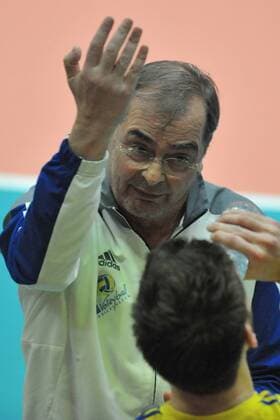 GER,VBL, SVG Lueneburg vs VfB Friedrichshafen 20.02.2016, Gellersenhalle, Lueneburg, GER, VBL, SVG Lueneburg vs VfB Friedrichshafen im Bild Trainer Stelian Moculescu (Friedrichshafen) nordphotoxWitke