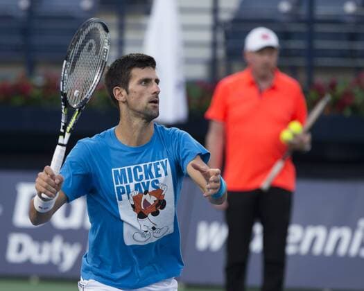 Novak Djokovic mit Boris Becker, Training Tennis - Dubai Duty Free Tennis Championships - ATP Tennis Herren - - Dubai - - United Arab Emirates - 21 February 2016. Â