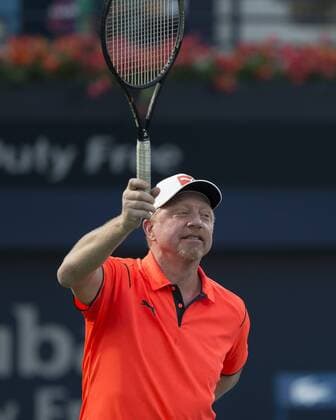 Novak Djokovic Team, Boris Becker,Training Tennis - Dubai Duty Free Tennis Championships - ATP Tennis Herren - - Dubai - - United Arab Emirates - 21 February 2016. Â